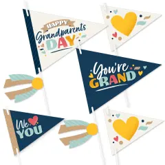 Big Dot of Happiness Happy Grandparents Day - Triangle Grandma & Grandpa Party Photo Props - Pennant Flag Centerpieces - Set of 20