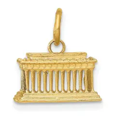 14K Yellow Gold Lincoln Memorial Charm Washington DC Jewerly 13.5mm x 12mm