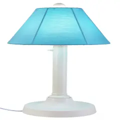 San Juan 30" Table Lamp 38121 with 2" white body and canvas Aruba Sunbrella shade fabric