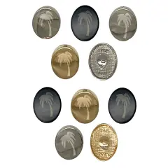 Palm Tree Tropical Solid 0.6" (15mm) Round Metal Shank Buttons for Sewing - Set of 10 Black Color