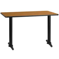 Emma and Oliver 30"x48" Rectangular Laminate Table with 5"x22" Table Height Bases Natural