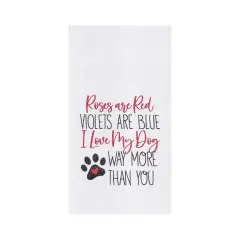 Valentine's Day "Love My Dog More" Pawprint Flour Sack Kitchen Dishtowel
