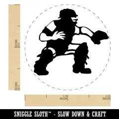 Baseball Player Catcher with Mitt Self-Inking Rubber Stamp Ink Stamper for Stamping Crafting Planners Purple