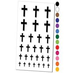 Cross with Shadow Christian Religion Temporary Tattoo Water Resistant Fake Body Art Set Collection Light Blue