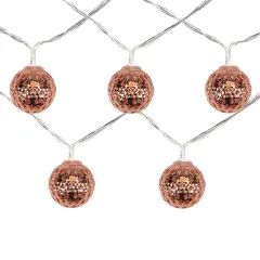 Northlight LED Rose Gold Metal Ball Christmas Light Set - 6.25' Clear Wire - 10ct Pink