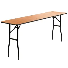 Emma and Oliver 6-Foot Rectangular Wood Folding Training / Seminar Table with Smooth Clear Coated Finished Top Natural