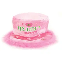 St Patricks Day Pink Green I love Irish Boys Plush Costume Hat