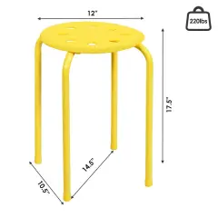 17.5 Inch Set of 6 Portable Plastic Stack Stools with Metal Frame Multicolor