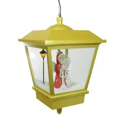 Northlight 17.75" Lighted Musical Snowing Angel Hanging Christmas Street Lamp Gold