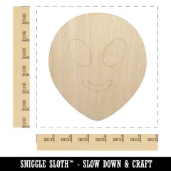 Smiling Happy Alien Emoticon Unfinished Wood Shape Piece Cutout for DIY Craft Projects