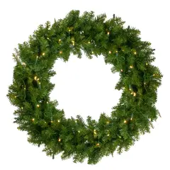 Northlight Pre-Lit Northern Pine Artificial Christmas Wreath - 36" - Warm White LED Lights Green