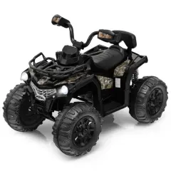 Kids Ride On Car Toy 4 Wheeler with MP3 and Headlights Ideal Gift for Birthdays or Christmas Black