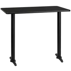 Emma and Oliver 30"x48" Rectangular Laminate Bar Table with 5"x22" Bases Black