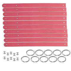 1/2" Blank Leather Keychains Kit - 10 Pre-Cut Blank Keyrings for Stamping & Engraving Pink