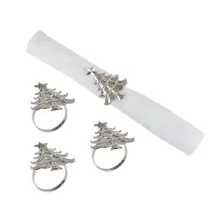 Silver Christmas Tree Decorative Napkin Ring Set of 4