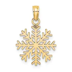 14K Yellow Gold 3D Snowflake Charm Winter Pendant Jewerly 20mm x 14mm