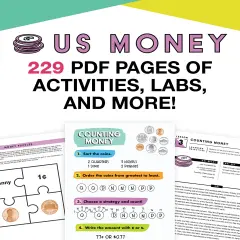 Carson Dellosa In A Flash US Money Instructional Resources&mdash;Flash Drive With Math Lessons, Journal, Templates, Posters, Charts, Games for Learning Currency and Counting Money, Grades 1-2 (229 pgs)