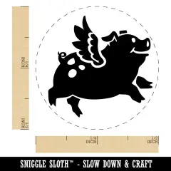 Flying Pig with Wings Self-Inking Rubber Stamp for Stamping Crafting Planners Orange