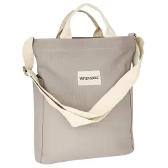 Wrapables Canvas Tote Bag for Women, Casual Cross Body Shoulder Handbag Gray