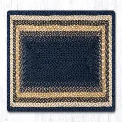 Earth Rugs RC-79 Lt. Blue/Dk. Blue/Mustard Oblong Braided Rug 27 Inch X 45 Inch