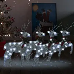 4 pcs Christmas Reindeers with 80 LEDs Silver
