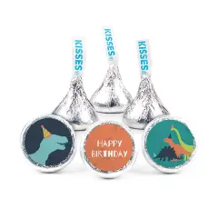 85 Pcs Dinosaur Kid's Birthday Candy Party Favors Hershey's Kisses Milk Chocolate (13.6oz, Approx. 85 Pcs) - No Assembly Required - By Just Candy