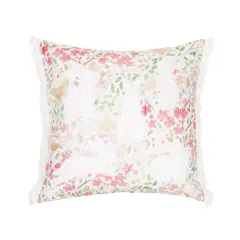 Spring Silhouette Easter Bunnies Rabbits Floral Flowers Decorative Accent Throw Pillow, 18" x 18"