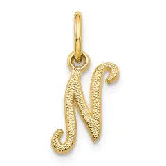 14K Gold Initial N Charm Jewelry FindingKing 16mm Long X 8mm Wide Approx.