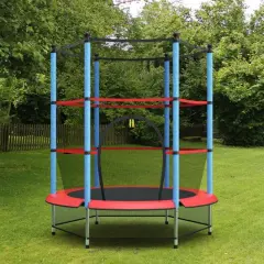 55" Kids Jumping Trampoline with Safety Pad Enclosure Combo
