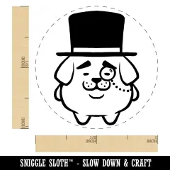 Weird Fancy Gentleman Dog Pup Top Hat Monocle Self-Inking Rubber Stamp for Stamping Crafting Planners Red