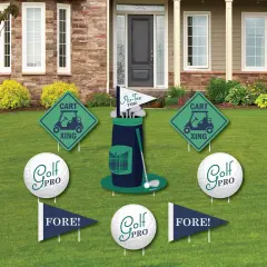 Big Dot of Happiness Par-Tee Time - Golf - Yard Sign & Outdoor Lawn Decorations - Birthday or Retirement Party Yard Signs - Set of 8