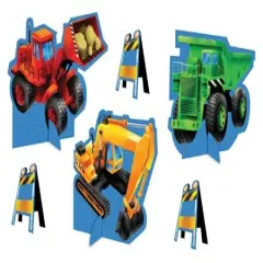 Party Central Under Construction Assorted Individual Standup Centerpiece - 12" - Club Pack of 72 Multi