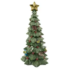 Northlight Glittered Christmas Tree with Presents, Berries and Bows Decoration - 10" Green
