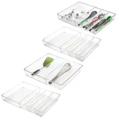 mDesign Plastic Adjustable/Expandable Drawer Storage Organizer, 4 Pack, Clear
