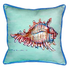 Betsy Drake Conch Shell Extra Large 22 X 22 Indoor / Outdoor Blue Pillow