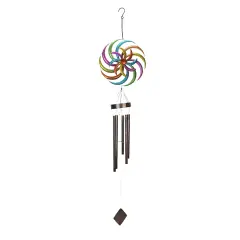 Metal Technicolor Wind Spinner Hanging Chimes Outdoor Decor Garden Patio Art