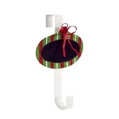 Diva At Home 18" Red and Green White Striped Chalkboard with Bow Christmas Wreath Hanger