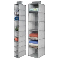 mDesign Fabric Over Rod Hanging Closet Storage Organizers, Set of 2