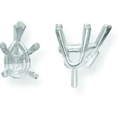14K White Gold 5 Prong Pear Peg V-End Setting 4.5x3mm