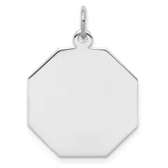 Sterling Silver Disc Octagon Charm 0.035" 18.8mm Jewerly 21mm x 19mm