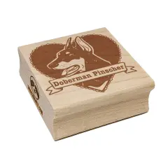 Doberman Pinscher Dog Heart Square Rubber Stamp for Stamping Crafting