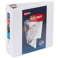 Avery Heavy-Duty View 3 Ring Binder, 4" One Touch Slant Rings, 760-Sheet Capacity, 4.5 Inch Wide Spine, Great for Home, School Supplies, Office, or Organization Needs, 1 White Binder (79704)