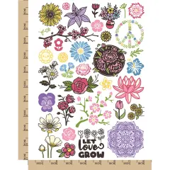 Spring Summer Flowers Temporary Tattoo Water Resistant Fake Body Art Set Collection Color