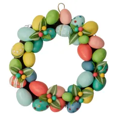 Northlight Decorated Easter Egg Twig Wreath - 14" Pink