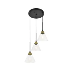 Histoire 3 light brass and black Pendant