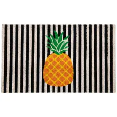 Northlight Ivory and Orange Pineapple Striped Natural Coir Outdoor Summer Doormat 18" x 30"