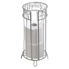 mDesign Decorative Metal Toilet Paper Storage Holder Stand, 3 Rolls