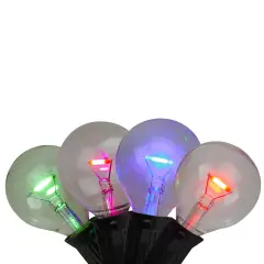 Kurt Adler Transparent G40 Globe Christmas Light Set - Multi-Color - 7 ft Black Wire - 10ct
