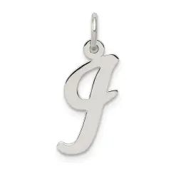 Sterling Silver Medium Script Initial Letter I Charm Jewerly 18mm x 8mm