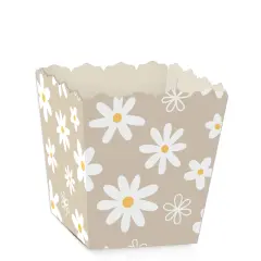 Big Dot of Happiness Tan Daisy Flowers - Party Mini Favor Boxes - Floral Party Treat Candy Boxes - Set of 12